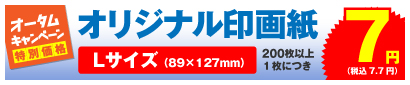 高品質印画紙デジカメプリント Lサイズ・DSCサイズ 200枚以上、1枚につき 7円